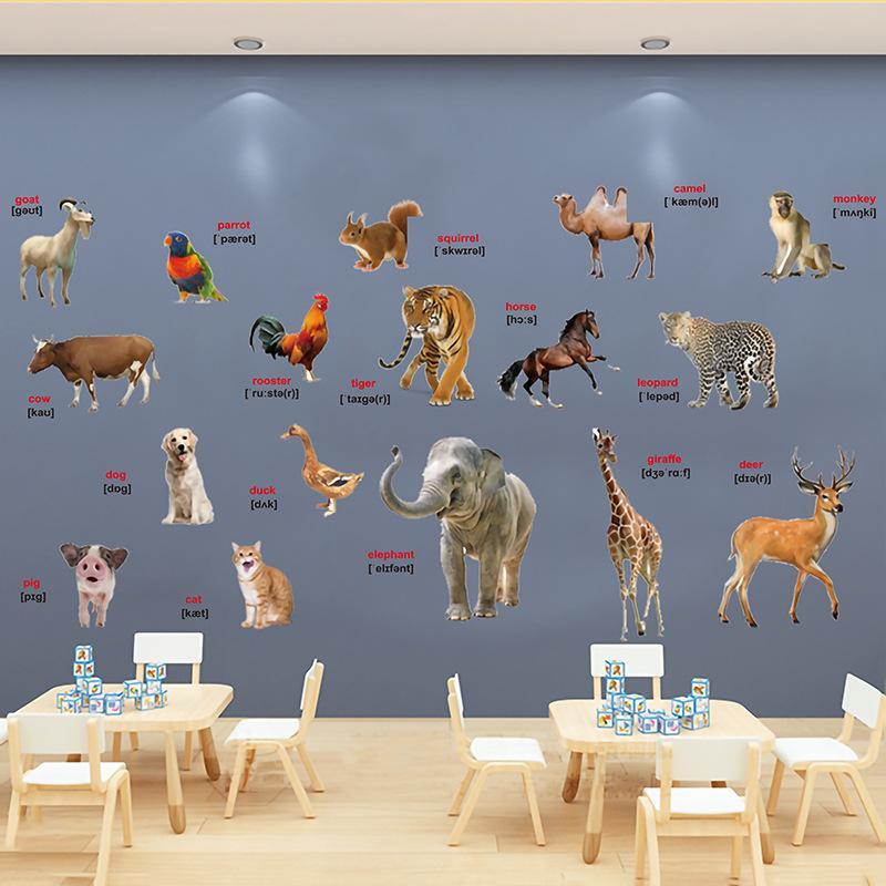 2Pcs Realistic Animal World Ed - огляд і ціна Kids Education Wallpaper