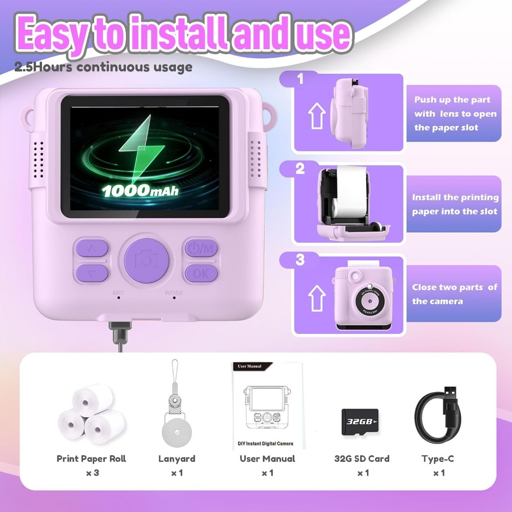 Instant Print Camera for Kids, - огляд і ціна Kids Education Card