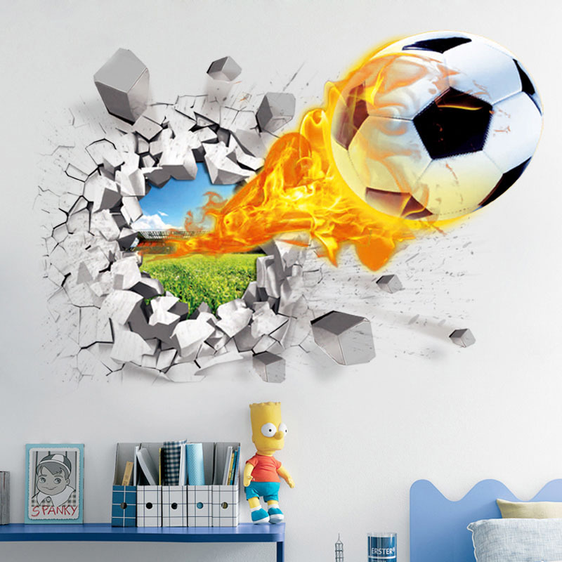 3D Football Broken Wall Sticke - огляд і ціна Kids Education Quotes