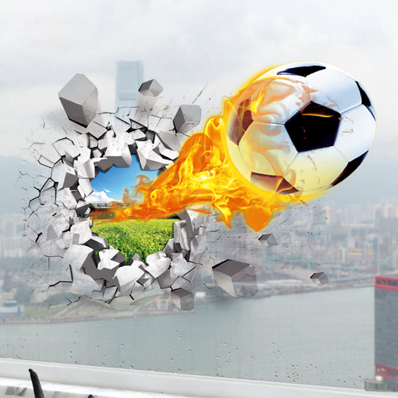3D Football Broken Wall Sticke - огляд і ціна Kids Education Quotes