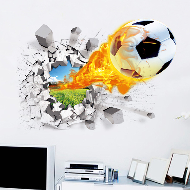 3D Football Broken Wall Sticke - огляд і ціна Kids Education Quotes