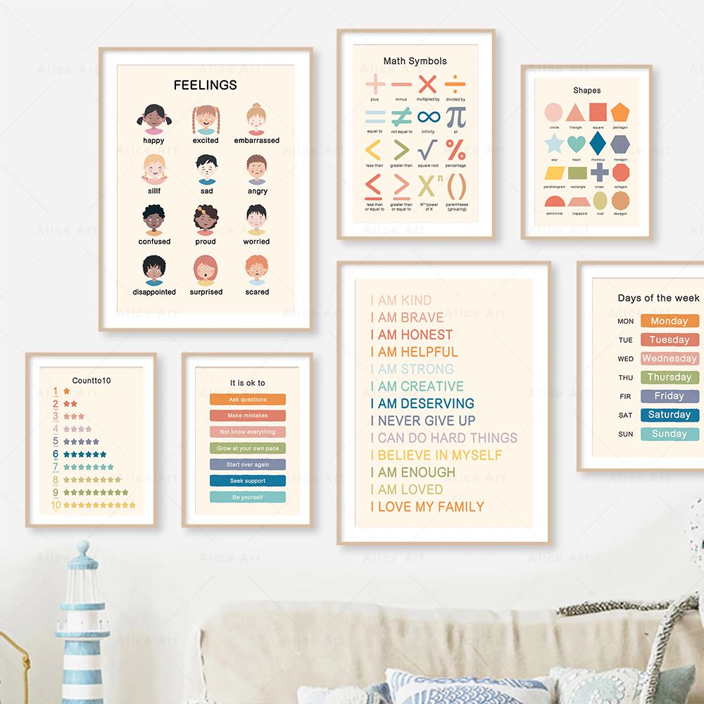 Boho Wall Art Number Alphabet  - огляд і ціна Kids Education Alphabet Numbers